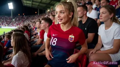 Fucked with a Busty Norwegian Milf at the World Cup Match in Public Stands